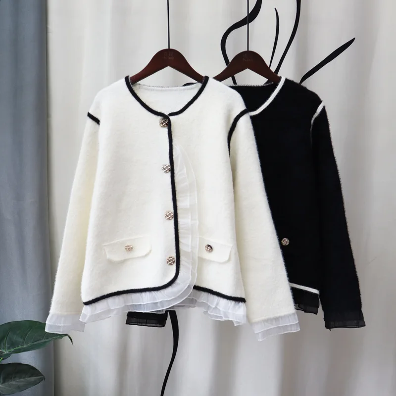 2022 Imitation Mink Velvet Small Fragrance Knitted Cardigan Women's Autumn and Winter New Stitching Fake Two-Piece Sweater Coat
2022 Imitation Mink Velvet Small Fragrance Knitted Cardigan Women's Autumn and Winter New Stitching Fake Two-Piece Sweater Coat