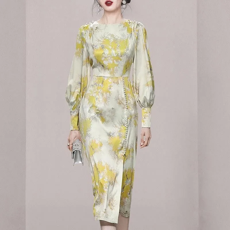 Spring and Autumn New Women's Pullover Round Neck Fashion Puff Sleeve Westernized WaistEmbroidered Flares Long Sleeved Dress 
Spring and Autumn New Women's Pullover Round Neck Fashion Puff Sleeve Westernized WaistEmbroidered Flares Long Sleeved Dress