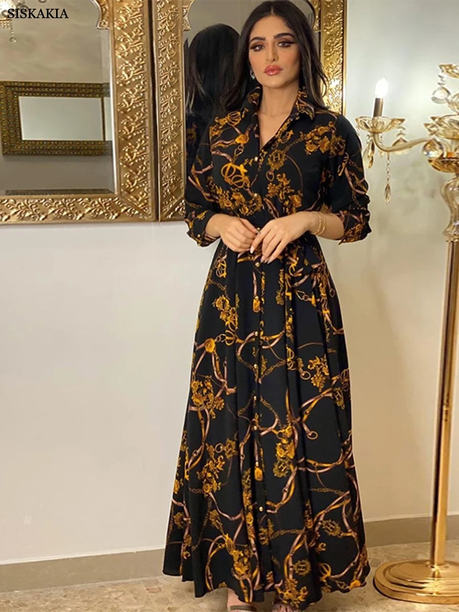 Siskakia Retro Ethnic Print Maxi Shirt Dress for Women Corban Eid Al Adha Arab Dubai Muslim Long Dresses Single Breasted Lapel
Siskakia Retro Ethnic Print Maxi Shirt Dress for Women Corban Eid Al Adha Arab Dubai Muslim Long Dresses Single Breasted Lapel