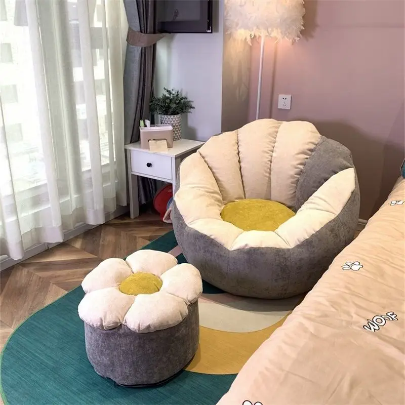 

Lazy sofa Modern simplicity comfortable bedroom chair Single leisure Tatami Living Room Bean Bag Sofas furniture Sofa with Stool