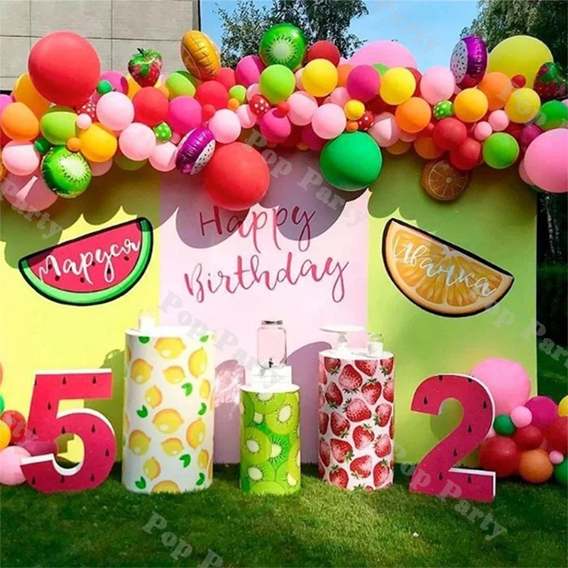 

125 Frutti Balloon Garland Arch Kit Green Yellow Strawberry Balloons Two Sweet 1st Birthday Baby Shower Summer Fruit Party Decor