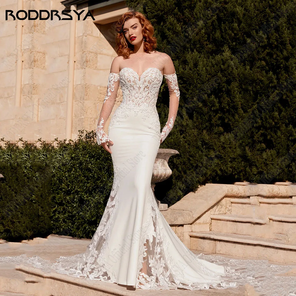 RODDRSYA Exquisite Long Sleeve Wedding Dresses Sweetheart Lace Applique Bride Gowns Mermaid Soft Satin 2023 Vestidos De Novia
RODDRSYA Exquisite Long Sleeve Wedding Dresses Sweetheart Lace Applique Bride Gowns Mermaid Soft Satin 2023 Vestidos De Novia