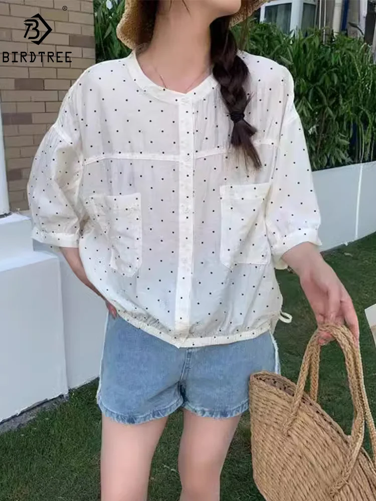 Новинка, летняя хлопковая рубашка с рукавом 3/4, кружевной топ с воротником-стойкой в горошек, Повседневная модная Свободная блузка для девочек, осень 2024, T46131QM
Новинка, летняя хлопковая рубашка с рукавом 3/4, кружевной топ с воротником-стойкой в горошек, Повседневная модная Свободная блузка для девочек, осень 2024, T46131QM