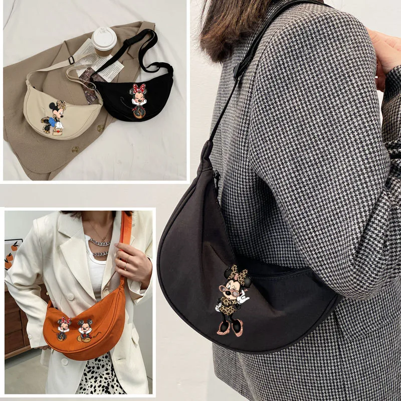 

Mickey Minnie Mouse Disney Handbags Shoulder Bag Crossbody Bags for Women Messenger Bag Student School Bags Portable Hobos Bag