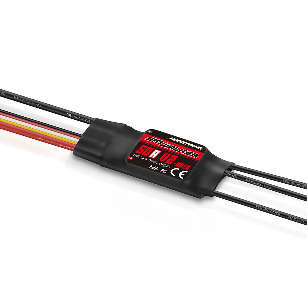 

Hobbywing SkyWalker V2 40A 50A 3-4S / 80A 100A V2 3-6S LiPo 5V BEC ESC 96MHz 32-bit ARMMO For RC Airplane