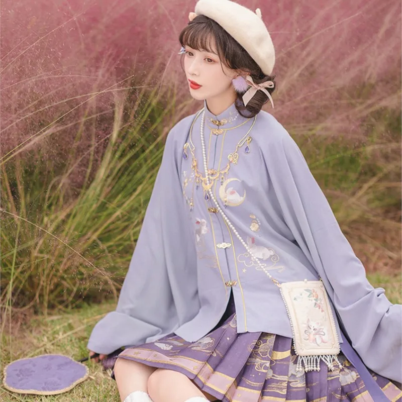 

2023 Ming Dynasty Standing Collar Placket Complement Baidie Dress Short Skirt Han Element Original Hanfu Dress Costume Woman