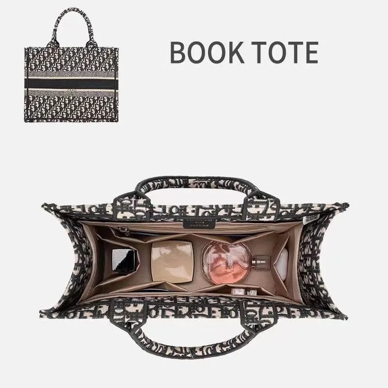 

For DIOR Book Tote Insert Bag Organizer Handbag shopping Travel Portable Inner liner storage organization partition support bag
