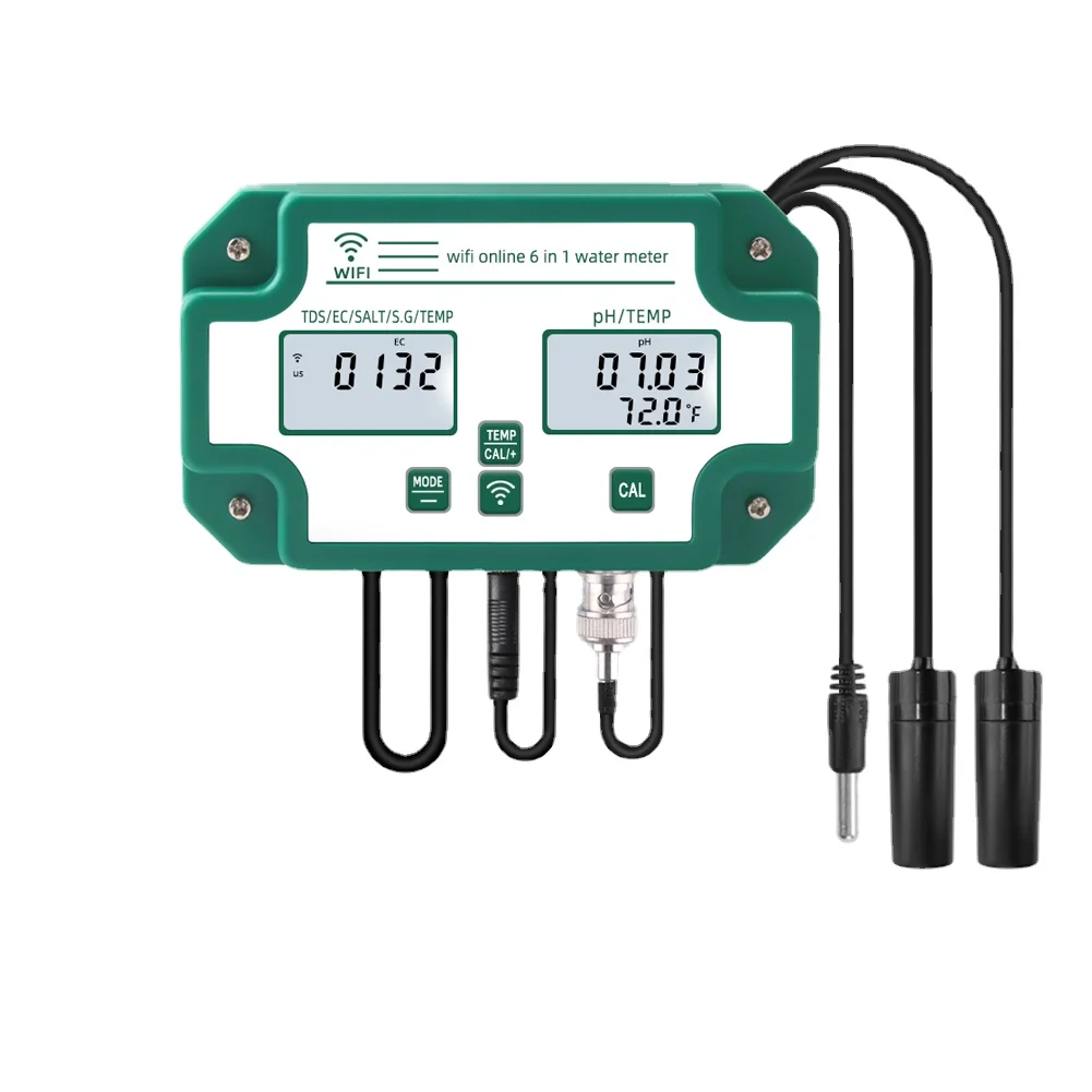 Online Water Quality Detector 6 In1 Multifunction Acidometer with Hydroponic Data Logger Function
Online Water Quality Detector 6 In1 Multifunction Acidometer with Hydroponic Data Logger Function