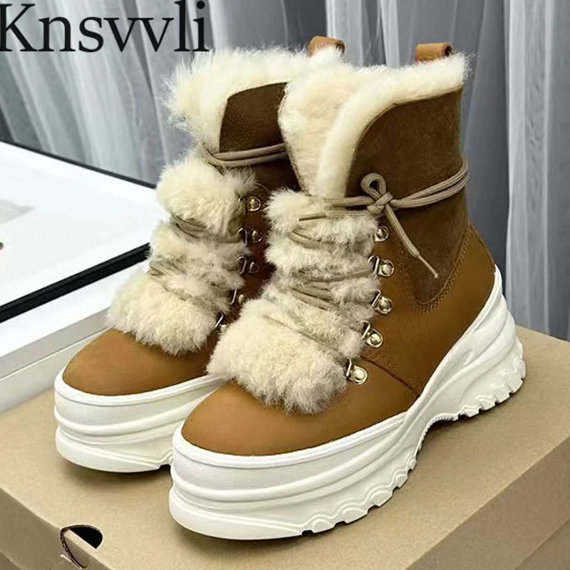 Thick Sole Snow Boots Women Wool Warm Short Boots Round Toe Lace Up Flat Platform Shoes Woman Fur Winter Ankle Boots Women
Thick Sole Snow Boots Women Wool Warm Short Boots Round Toe Lace Up Flat Platform Shoes Woman Fur Winter Ankle Boots Women