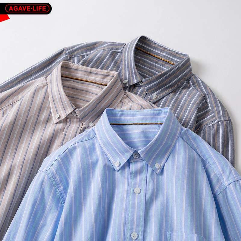 Spring Autumn Pure Cotton Men's Shirt High-end Jinspun Striped Long-sleeve Retro Clothing Color Contraste Men Comfortable Jacket
Spring Autumn Pure Cotton Men's Shirt High-end Jinspun Striped Long-sleeve Retro Clothing Color Contraste Men Comfortable Jacket