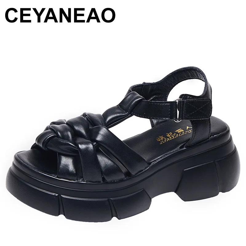 New Women Luxury Platform Wedge Sandals Weave Cow Genuine Leather Summer Shoes Hollow Pumps Casual Breathable Leisure
New Women Luxury Platform Wedge Sandals Weave Cow Genuine Leather Summer Shoes Hollow Pumps Casual Breathable Leisure