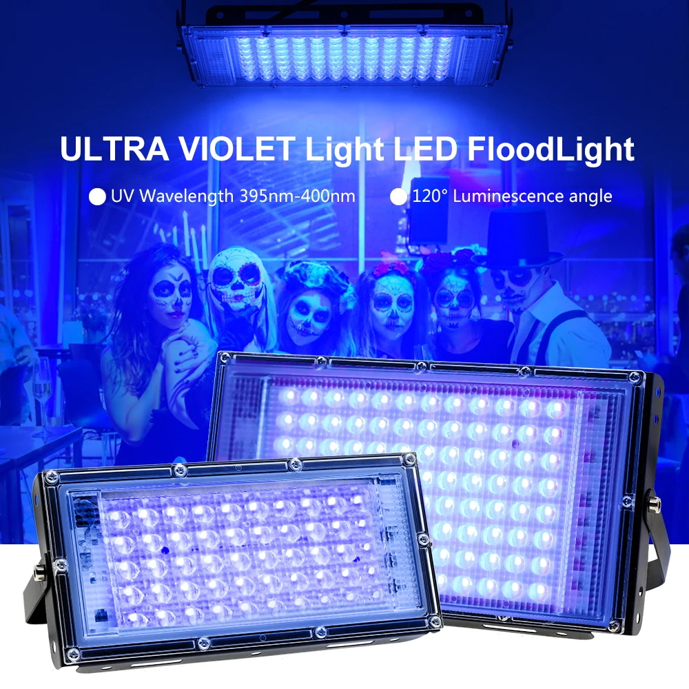 Фото Светодиодный УФ-прожектор водонепроницаемая ультрафиолетовая лампа 2835 50