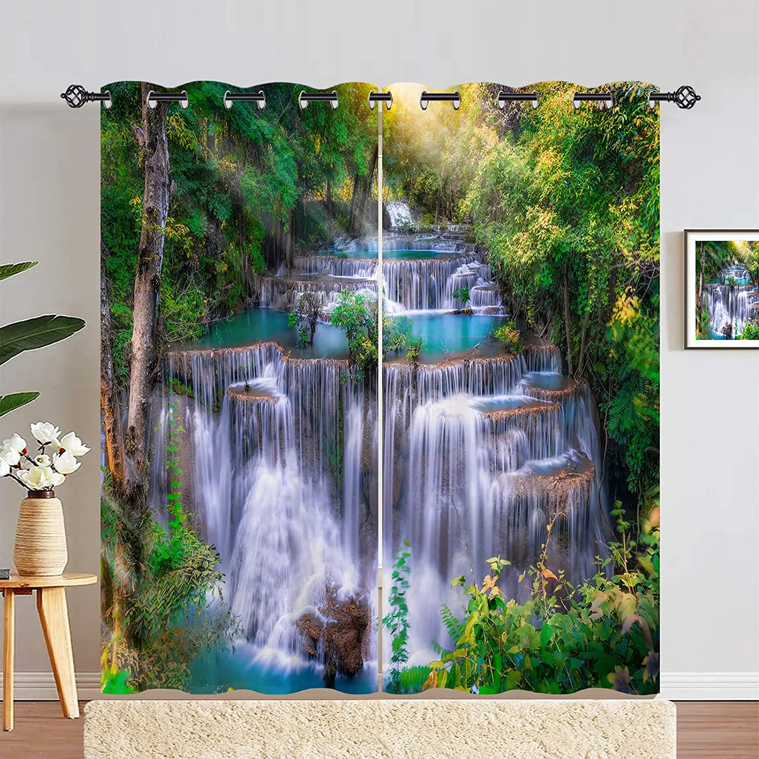 3D Digital Printing Curtain for Kitchen, Short Window Curtains, Green Water and Green Mountains, Waterfall Scenery, 2 Panels
3D Digital Printing Curtain for Kitchen, Short Window Curtains, Green Water and Green Mountains, Waterfall Scenery, 2 Panels