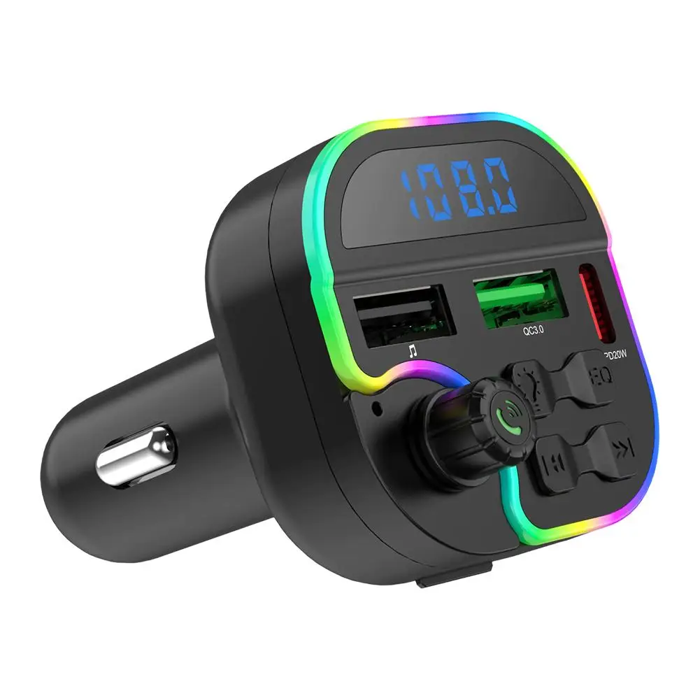 Bluetooth 5 Fm Transmitter Handsfree Car Kit With Pd 30W Type-C Dual Usb 3.4A 5