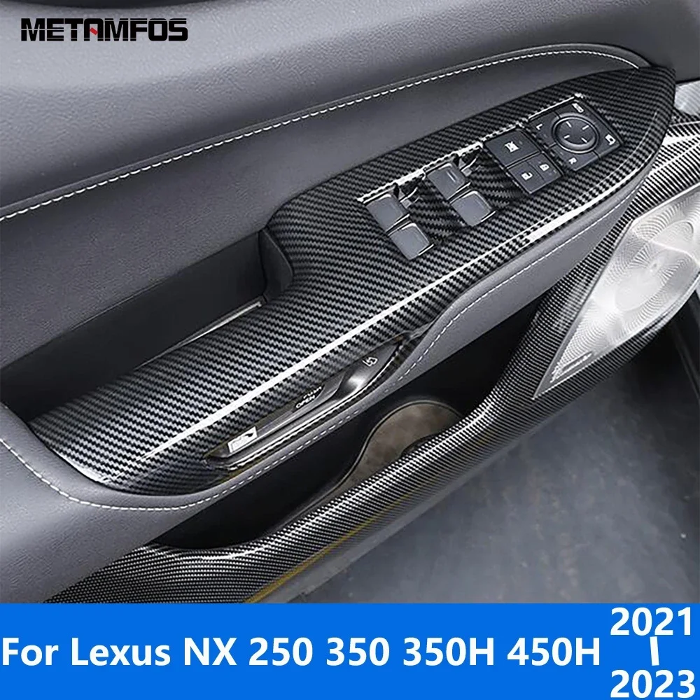 

For Lexus NX 250 350 350H 450H 2021 2022 2023 Carbon Fiber Window Lift Switch Cover Trim Inside Armrest Frame Car Accessories