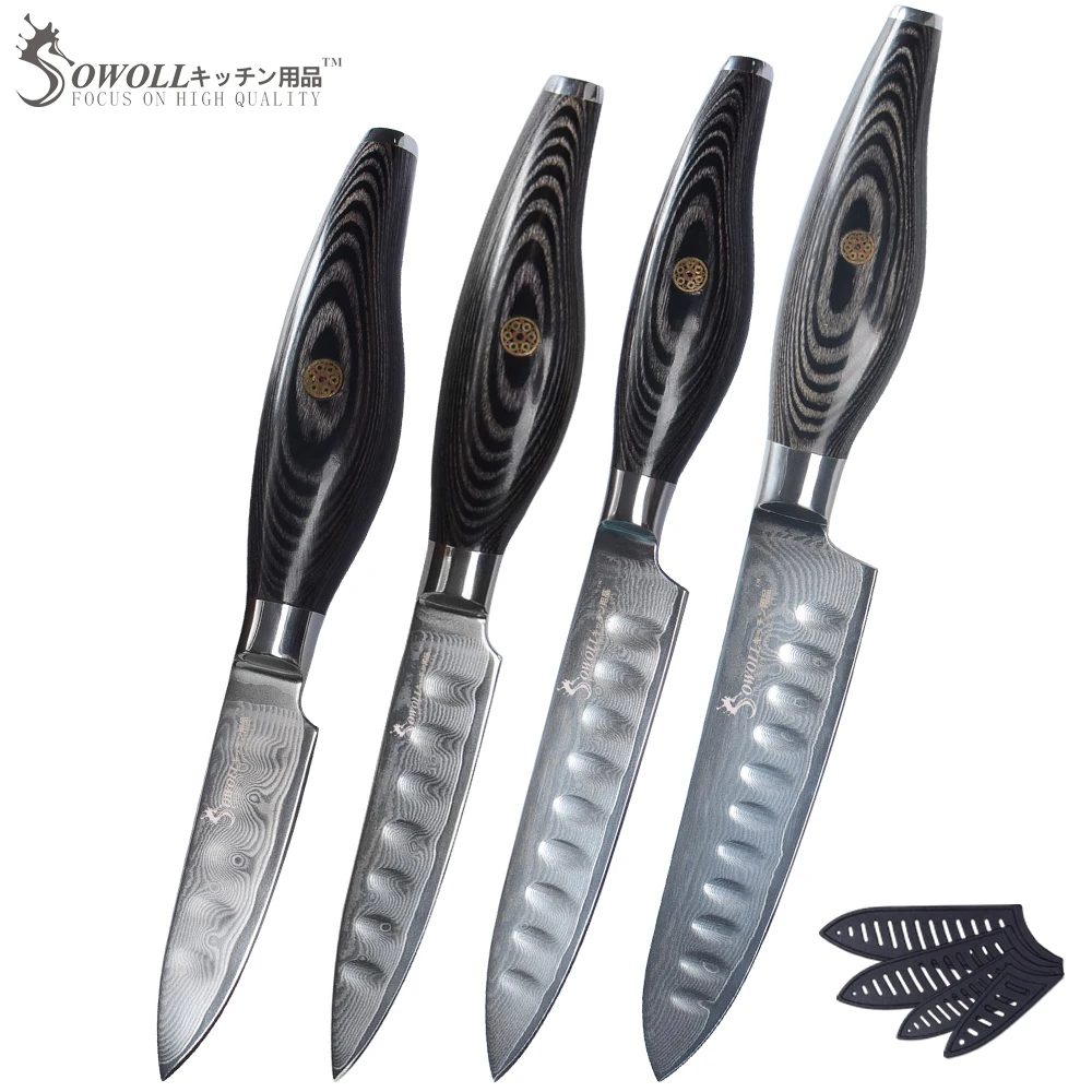 

Sowoll Damascus Knives Set 3"4"5"6"Inch Slicing Steak Utility Paring Knife Tools Sharp Blade Damascus Steel Kitchen Kit Knives