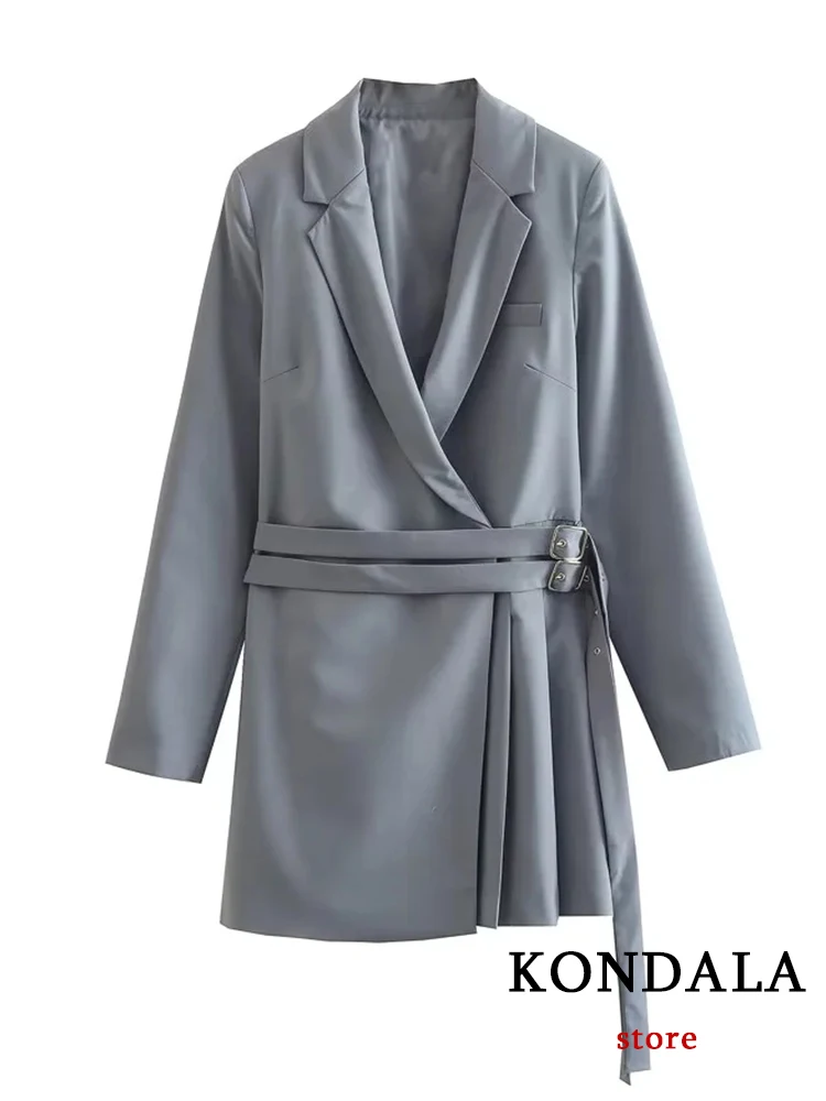KONDALA Vintage Solid Grey Luxury Elegabt Blazer Dress V Neck Belt Mini Dress Fashion 2022 Autumn Office Lady Casual Vestidos
KONDALA Vintage Solid Grey Luxury Elegabt Blazer Dress V Neck Belt Mini Dress Fashion 2022 Autumn Office Lady Casual Vestidos