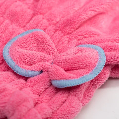 

ZhangJi Women Coral Velvet Dry Hair Cap Bathroom Quick Drying Hat Bath Towel for Hair Drying Turban with Bowknot