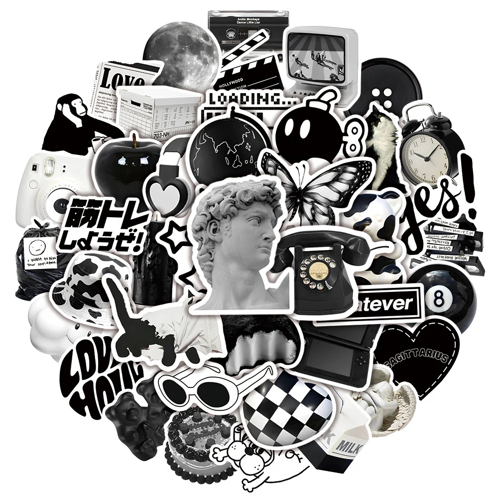 10/30/50PCS Black White Cartoon Stickers INS Style Aesthetic Decal DIY Scrapbooking Guitar Laptop Cute Waterproof Simple Sticker
10/30/50PCS Black White Cartoon Stickers INS Style Aesthetic Decal DIY Scrapbooking Guitar Laptop Cute Waterproof Simple Sticker