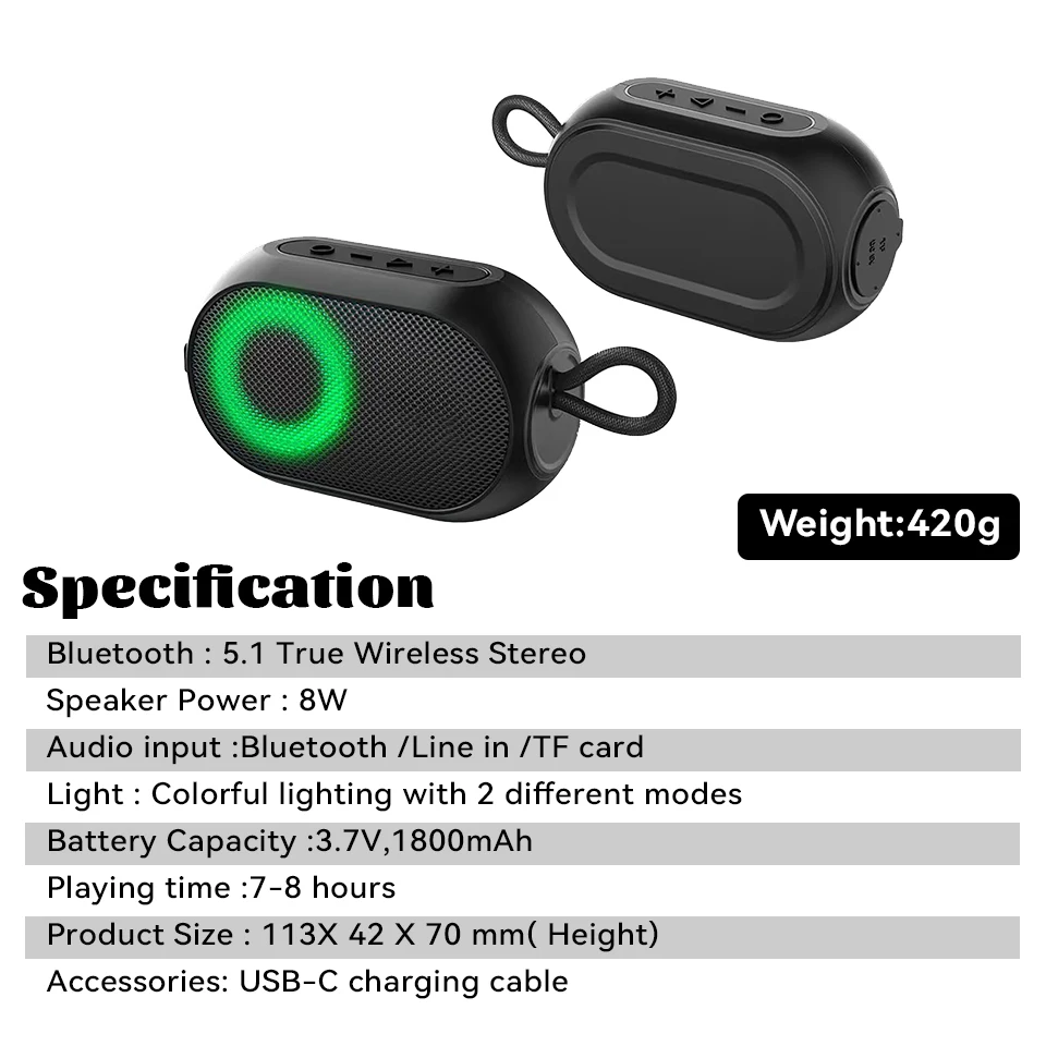 

Portable Bluetooth Speaker Wireless Outdoor Camping Speaker, Bluetooth 5.0 Streaming,ip67 Waterproof and Dustproof