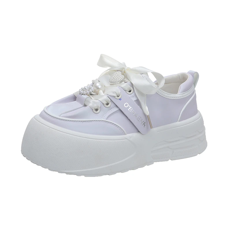 

Women Platform Casual Sports Thick Sole Jogging Tennis Sneakers Ladies Flats Lace Up Female Pink Chunky Running Vulcanized Shoes