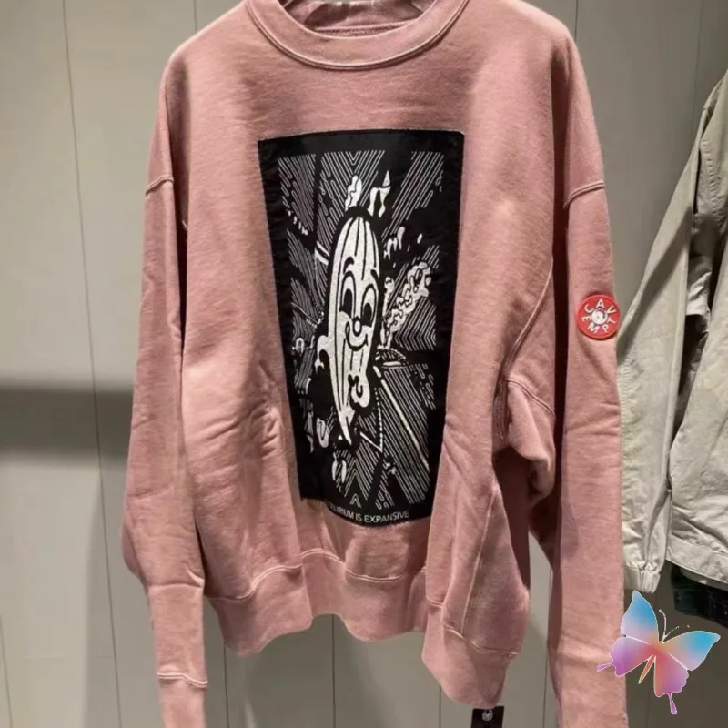 

24ss High Street Pink CAVEMPT Sweatshirts High Quality Cotton Vintage Abstract Graffiti Print Round Neck Pullover CE Sweater