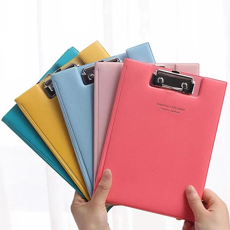 

Waterproof A5 PU File Clipboard Flip Folder Contract Folder Student Writing Pad School Office Stationery Supply Random Color