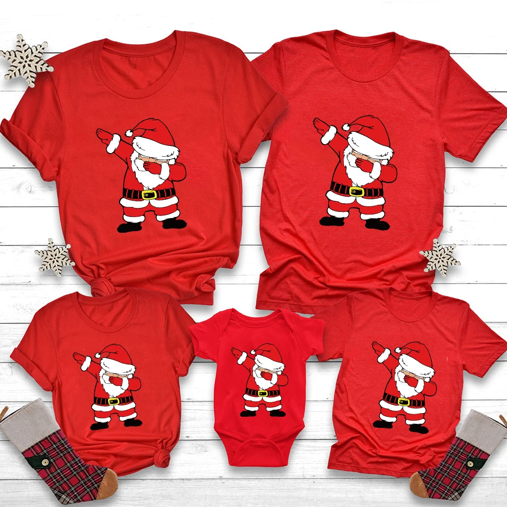 

Christmas Deer Family Tshirts Dad Mom Kid Clothes Baby Boy Girl Romper Santa Claus Merry Christmas Family Matching T-shirt