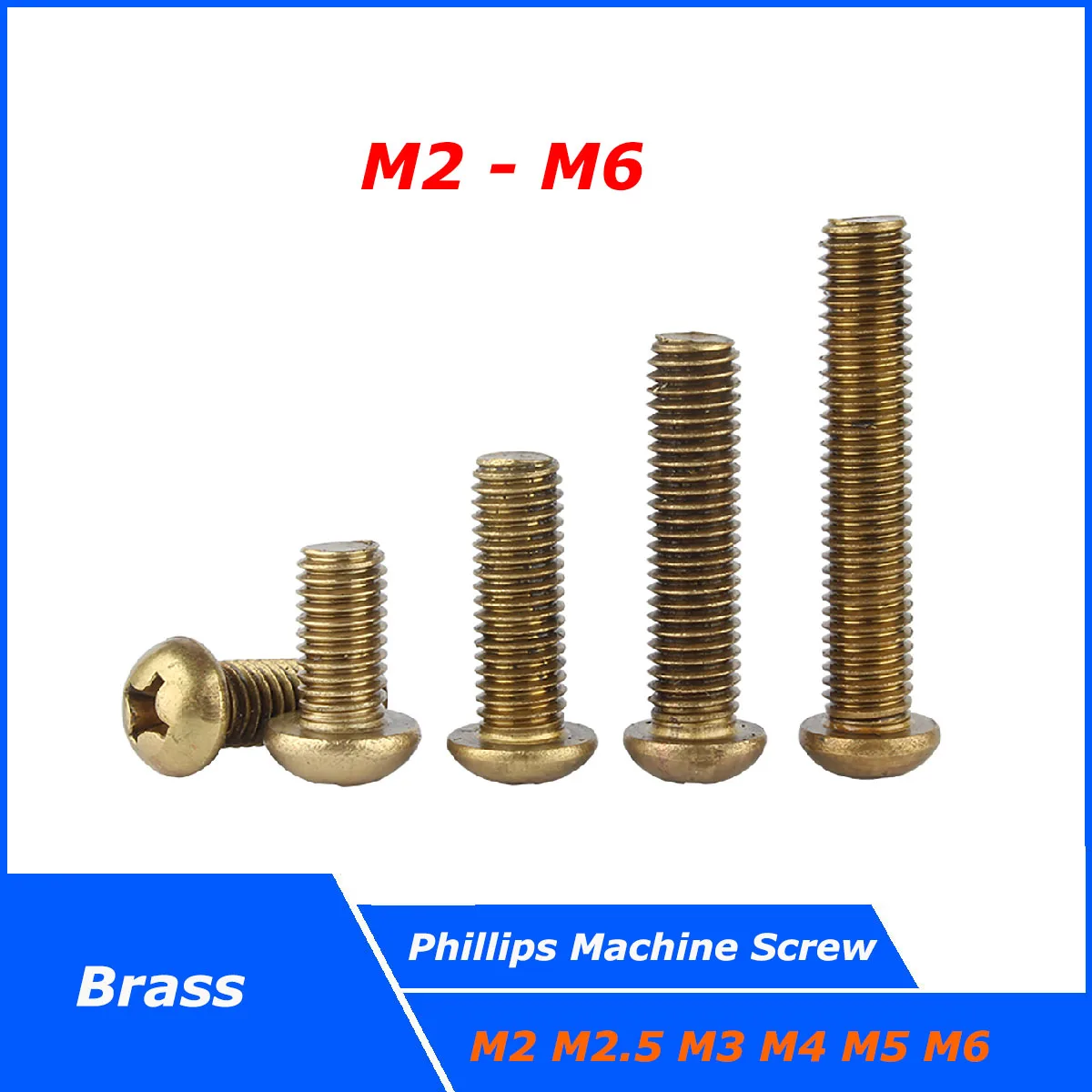 2~50pcs Solid Brass Cross Phillips Pan Head Screw Round Bolts M2 M2.5 M3 M4 M5 M6 DIN7985
2~50pcs Solid Brass Cross Phillips Pan Head Screw Round Bolts M2 M2.5 M3 M4 M5 M6 DIN7985