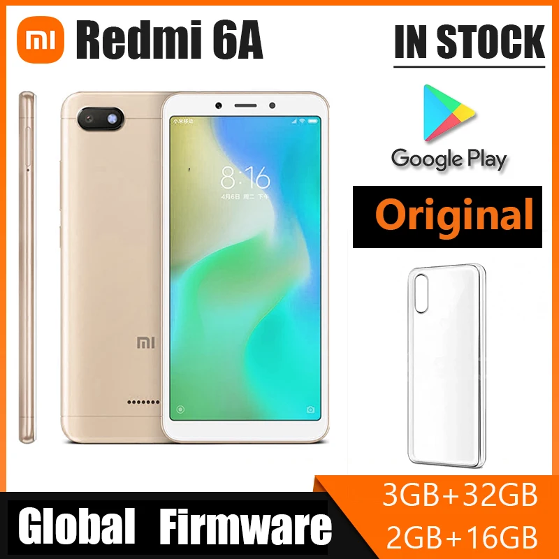 Xiaomi Redmi 6A google play 5.45'' Full Screen 3GB 32GB Smartphone AI Face Unlock Helio A22 Processor (Random color) | Мобильные
