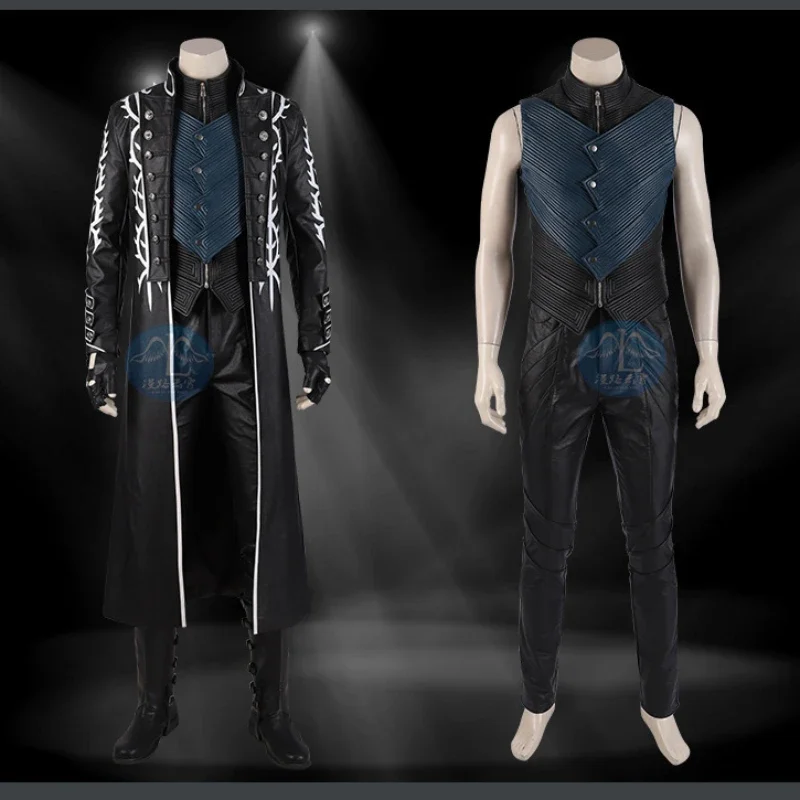 High Quality Game DMC 5 Cosplay Costume Demon Hunter Vergil Long Fashion Jacket Fancy Masquerade Carnival Outfit With Boots
High Quality Game DMC 5 Cosplay Costume Demon Hunter Vergil Long Fashion Jacket Fancy Masquerade Carnival Outfit With Boots