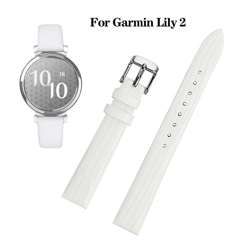 

For GARMIN Lily2 Women Smartwatch Lily 2 Generation Fashion Energetic Style Leather Watchband Quick Release Cowhide Strap 14mm