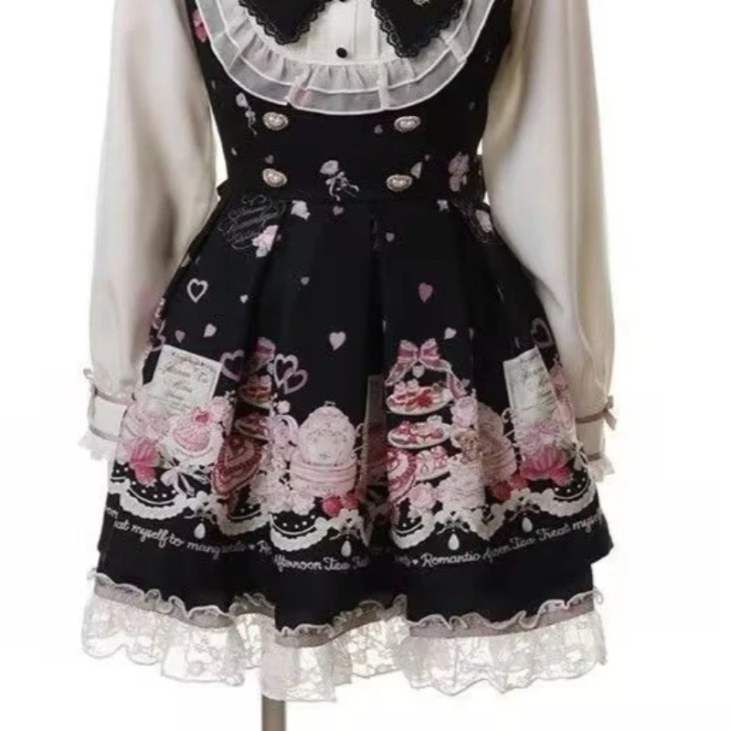 Japanese Kawaii Rhinestone Bow Dress Set Women Sweet Cute Lolita Style Lace Pearl Print Shirt Dresses Gothic Y2k Tea Party Dress 28 Sb248aafe40c4413cbc325c843aee55d4s