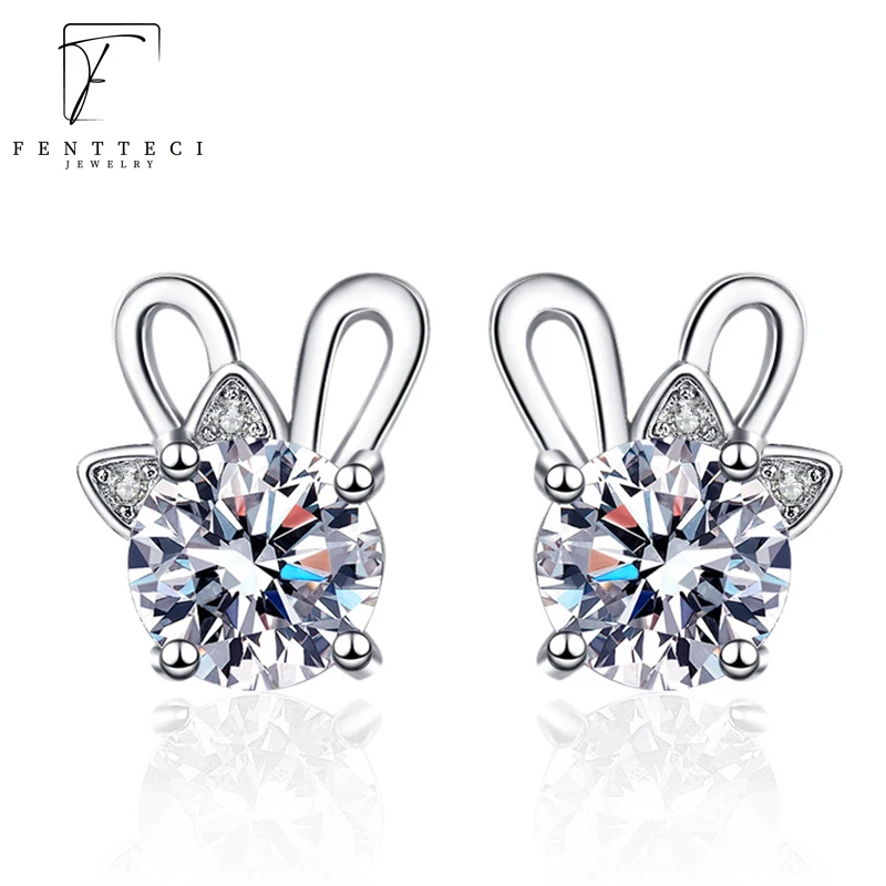 FENTTECI Cute Rabbit Bowkont D Color Moissanite Earrings 925 Sterling Silver Fine Jewelry for Women Wedding Proposal Engagement
FENTTECI Cute Rabbit Bowkont D Color Moissanite Earrings 925 Sterling Silver Fine Jewelry for Women Wedding Proposal Engagement