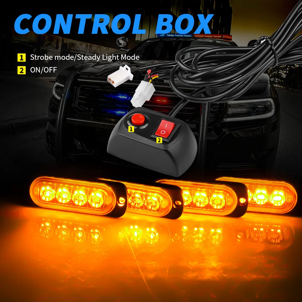 DXZ 4 in 1 Car LED Strobe Warning Signal Grille Flashing Light 4 LED Fireman Beacon Traffic Breakdown Emergency Lamp Red Blue
DXZ 4 in 1 Car LED Strobe Warning Signal Grille Flashing Light 4 LED Fireman Beacon Traffic Breakdown Emergency Lamp Red Blue