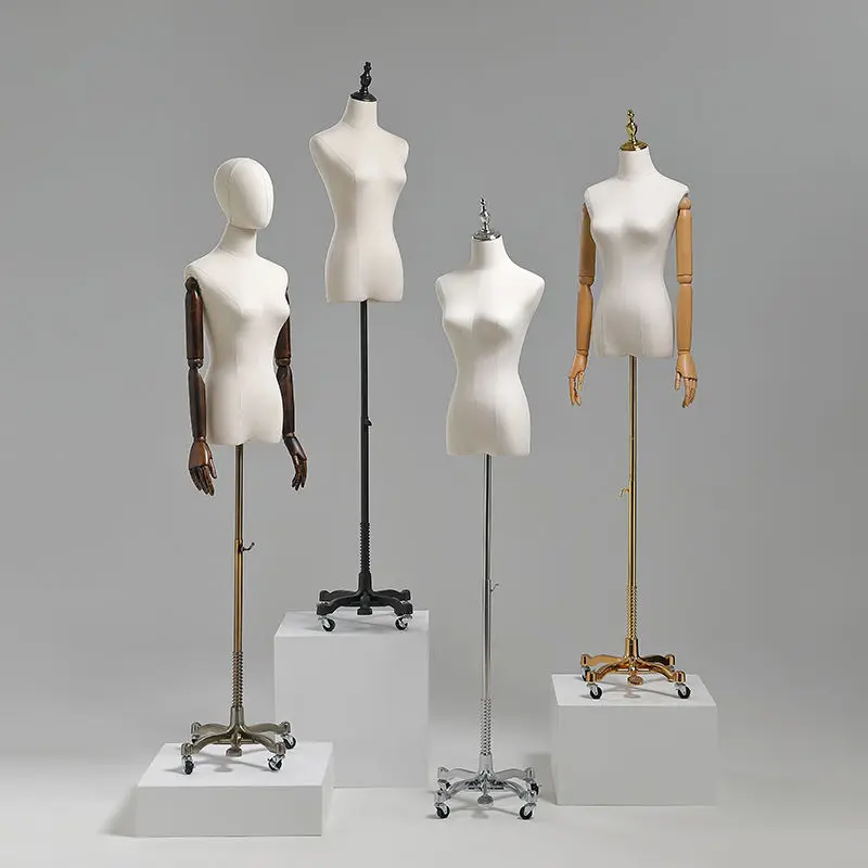 Fabric Cover Female Universal Wheel Model Half-body Mannequin with Iron Base for Wedding Clothing Display Dress Form
Fabric Cover Female Universal Wheel Model Half-body Mannequin with Iron Base for Wedding Clothing Display Dress Form