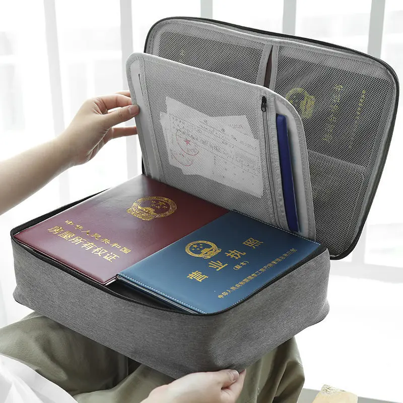

Multifunctional Briefcase Office Waterproof Document Storage Bag Business Trip Bank Card Passport Organizer Travel Accessory