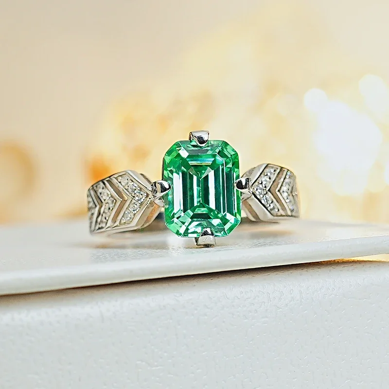 New 925 Silver Jadeite Cut Green Tourmaline Light Luxury Niche Ring Set, High Carbon Diamond Versatile Instagram Style
New 925 Silver Jadeite Cut Green Tourmaline Light Luxury Niche Ring Set, High Carbon Diamond Versatile Instagram Style