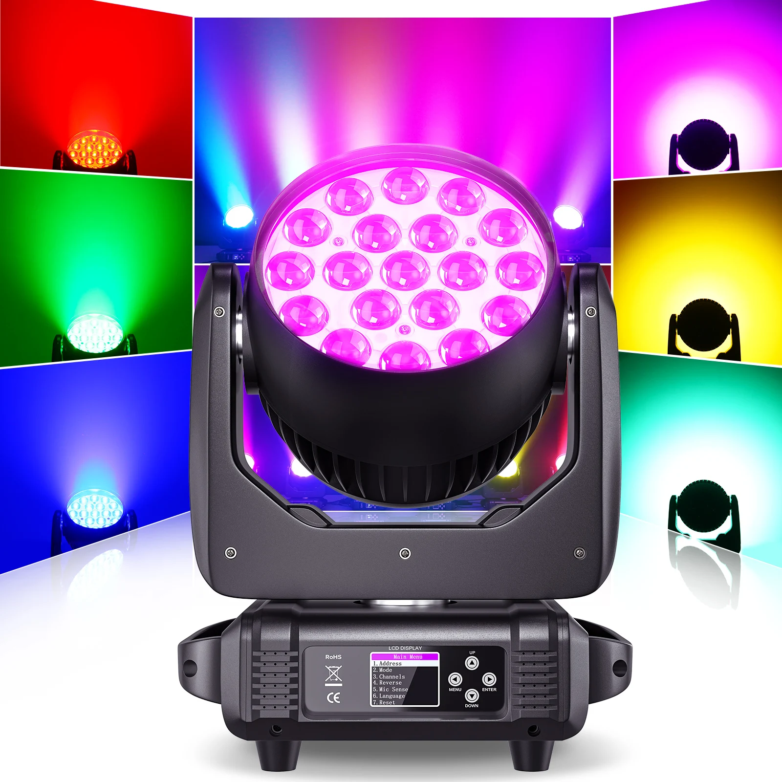 

Somspot RGBW Moving Head Lighting 200W LED Stage Light Effect DMX512 for DJ Disco Party Wedding Holiday Bar Club