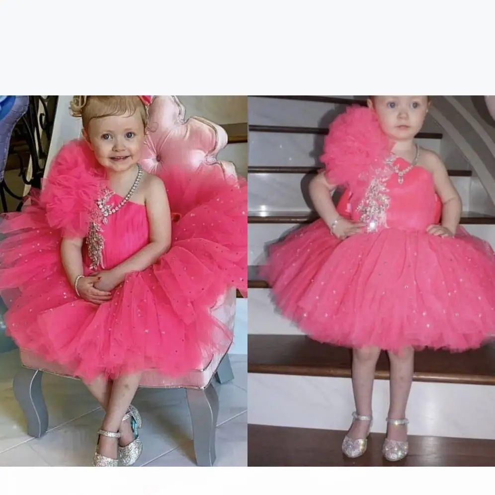 

Girls Pageant Dresses Toddler Kids Cupcake Tulle Glitz Flower Girl Dress For Beaded Birthday Party First Communication