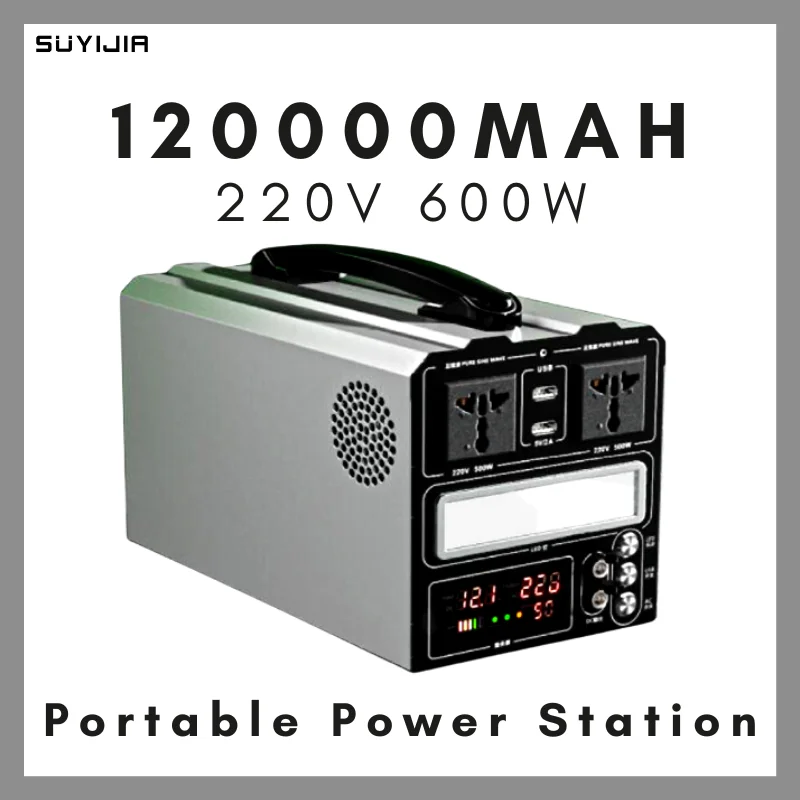 600W Portable Solar Generator 120000mAh Power Supply Station 384WH Pure Sine Wave Spare Battery LED Lighting for Outdoor Camping
600W Portable Solar Generator 120000mAh Power Supply Station 384WH Pure Sine Wave Spare Battery LED Lighting for Outdoor Camping