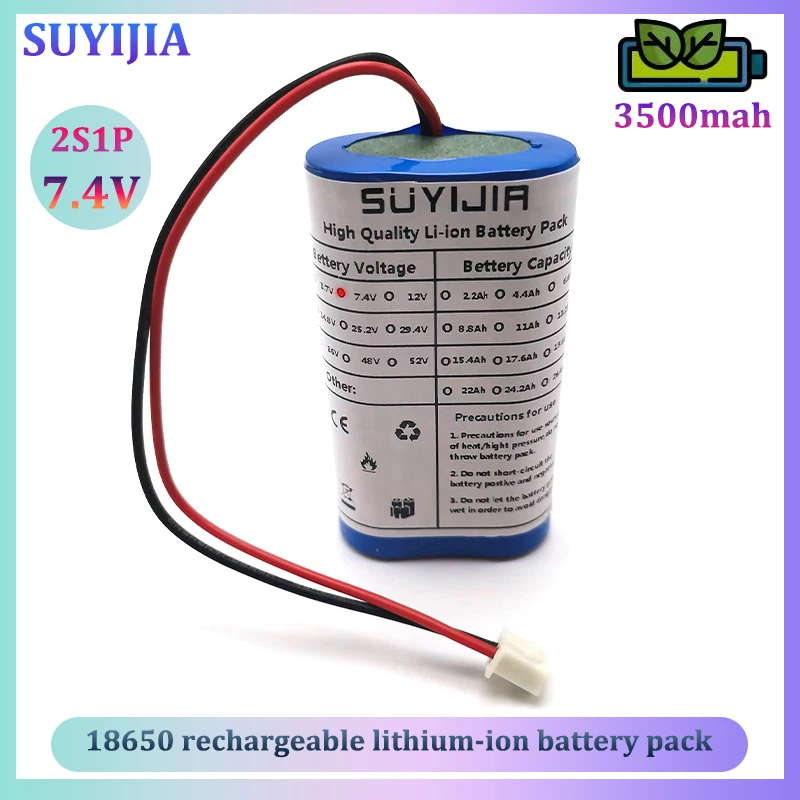 7.4V 3500mah 18650 Rechargeable Li-ion Battery Pack 2S1P Suitable for Camera Electric Toy LED Lighting Backup Power Built-in BMS 
7.4V 3500mah 18650 Rechargeable Li-ion Battery Pack 2S1P Suitable for Camera Electric Toy LED Lighting Backup Power Built-in BMS