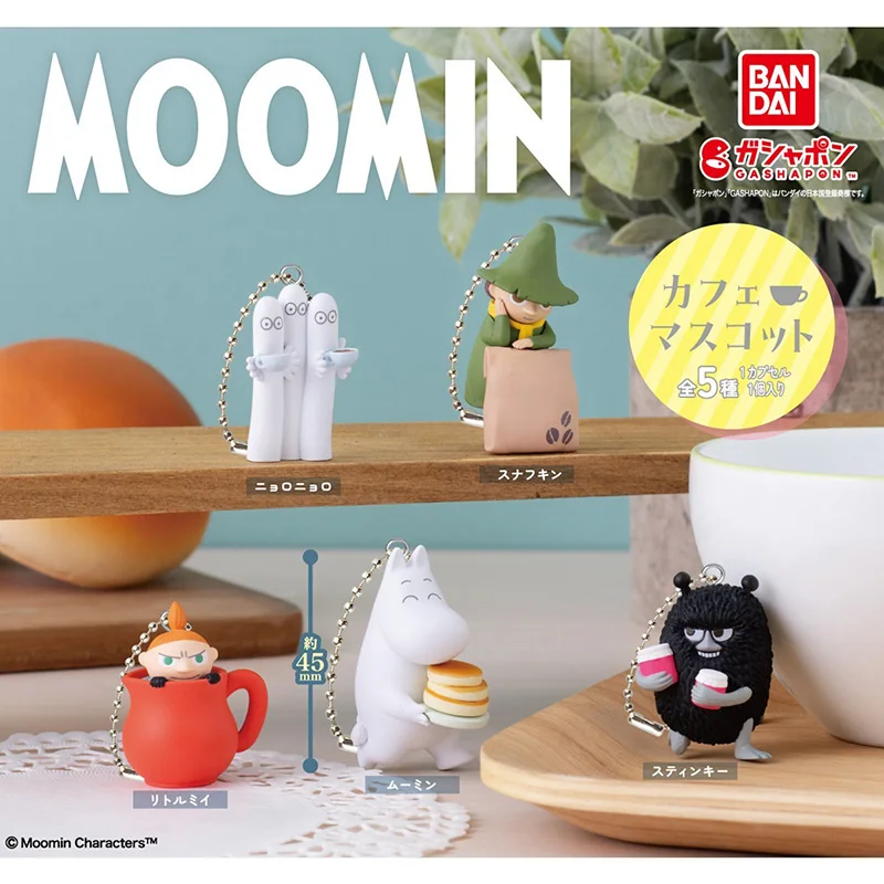 

5Pcs/set Genuine Bandai Gashapon MOOMIN Cafe character design with miniature scene decorations Cartoon Model Toys Gift