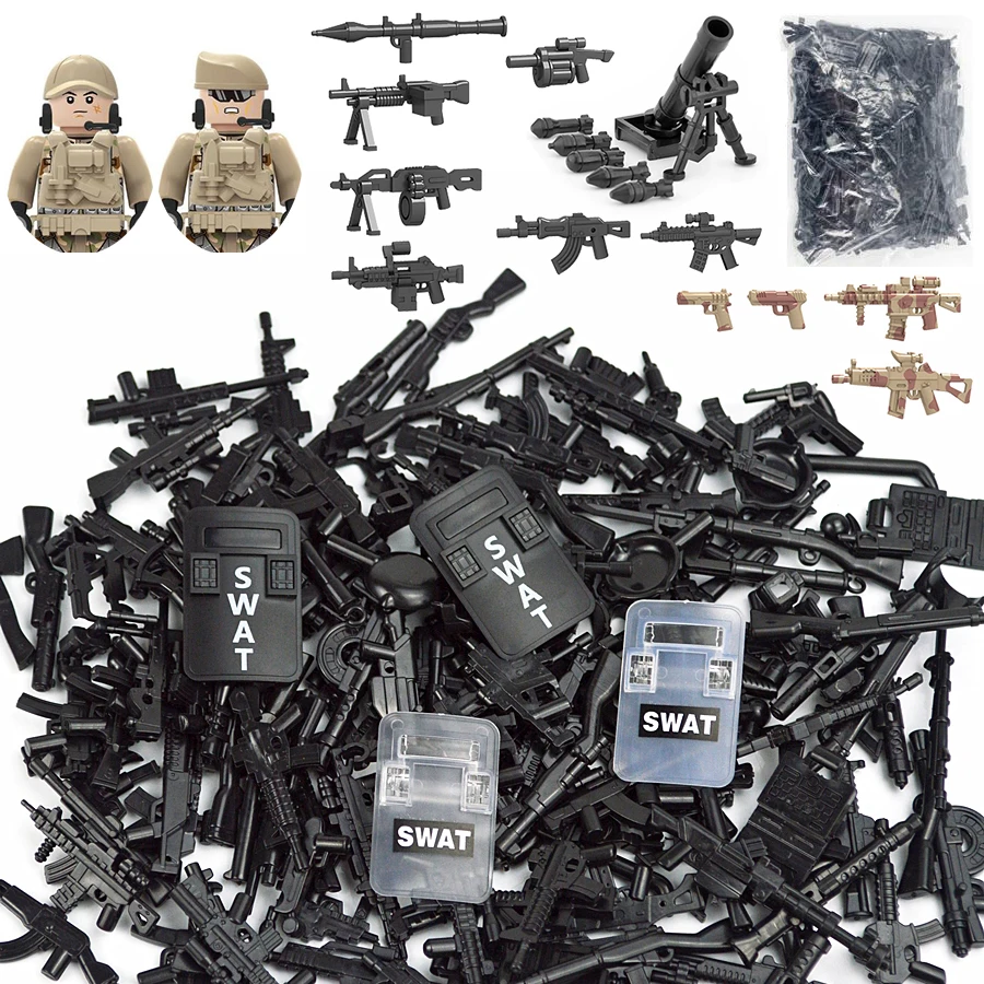 

50/100/200Pcs Military SWAT Gun Weapon Cannon Army Police Building Blocks MOC Figure Accessories Model Bricks DIY Toy
