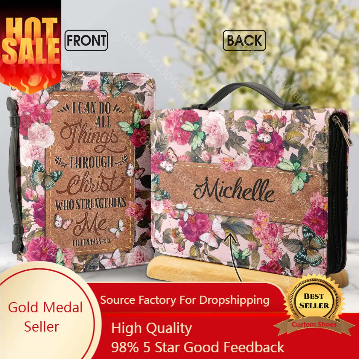 Pretty Floral Bible Hymns Print Women's Bible Cover Case I Can Do All Things Through Christ Words Bible Bags Customized Gifts
Pretty Floral Bible Hymns Print Women's Bible Cover Case I Can Do All Things Through Christ Words Bible Bags Customized Gifts