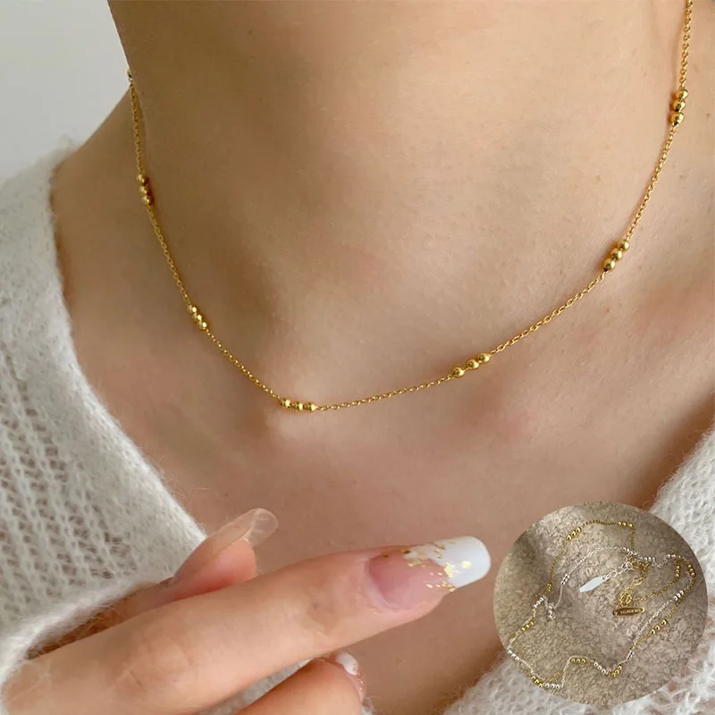 100% 925 Sterling Silver Geometric Necklace for Women Girl Simple Beads Fine Chain Design Jewelry Party Gift Dropshipping
100% 925 Sterling Silver Geometric Necklace for Women Girl Simple Beads Fine Chain Design Jewelry Party Gift Dropshipping