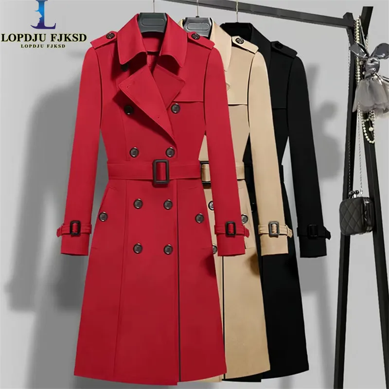 

Women's Double Breasted Trench Coat , Adjustable Waist Windbreaker,England Style, Casual Outerwear, Spring, Autumn,2024