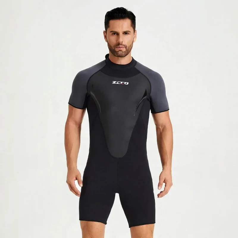 

Neoprene 3MM Wetsuit Men's One-piece Short Sleeve Thickened Cold Insulation Diving Suit Women's Surf Snorkel Sunscreen Swimsuit