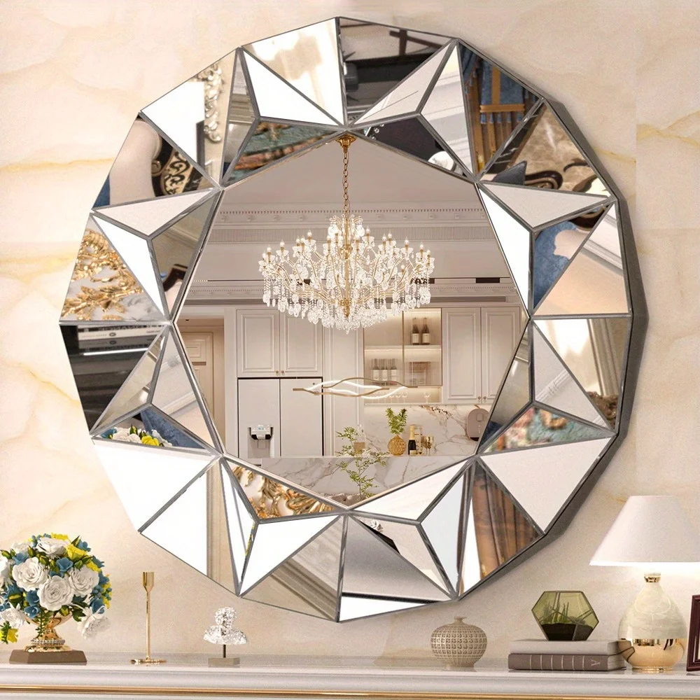 1pc Beveled Edge Round Mirror, Wall Mounted Decorative Mirror, Creative Wall Mirror For Corridor, Living Room, Bedroom, Bathroom
1pc Beveled Edge Round Mirror, Wall Mounted Decorative Mirror, Creative Wall Mirror For Corridor, Living Room, Bedroom, Bathroom