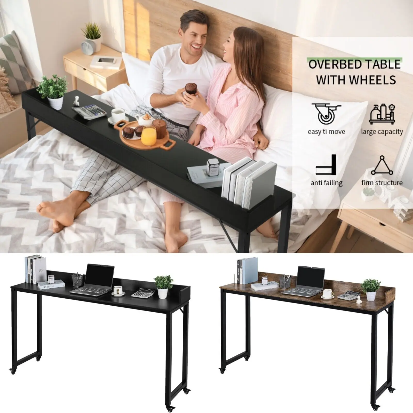 Bedside Table 70.8 Inch Queen/Full Size Bed Rolling Bed Table MDF Panel + Metal Legs For Bar Table Or Laptop Cart Bed Table
Bedside Table 70.8 Inch Queen/Full Size Bed Rolling Bed Table MDF Panel + Metal Legs For Bar Table Or Laptop Cart Bed Table